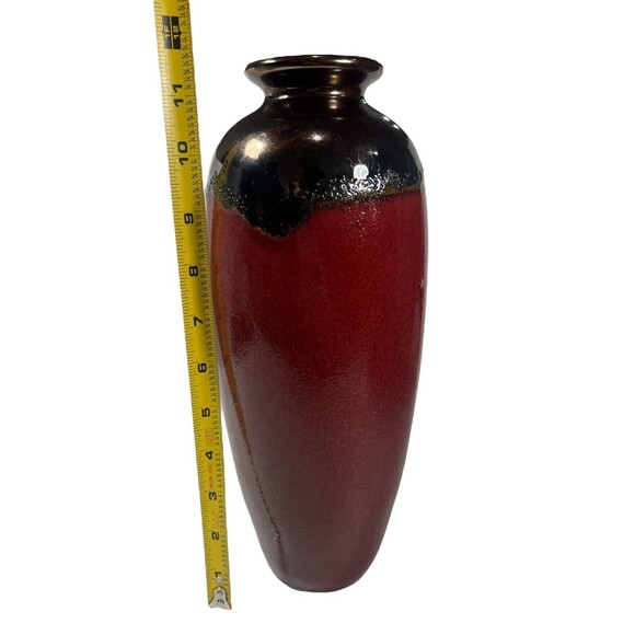 Pottery Vase Glossy Glaze Vase Table Top Home Decor Copper Maroon Red Art Deco - Picture 7 of 11